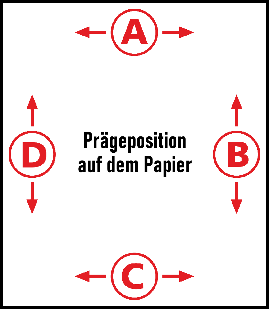 Position des Reliefstempels auf Papier - 4stempel.de Position des Reliefstempels auf Papier - 4stempel.de